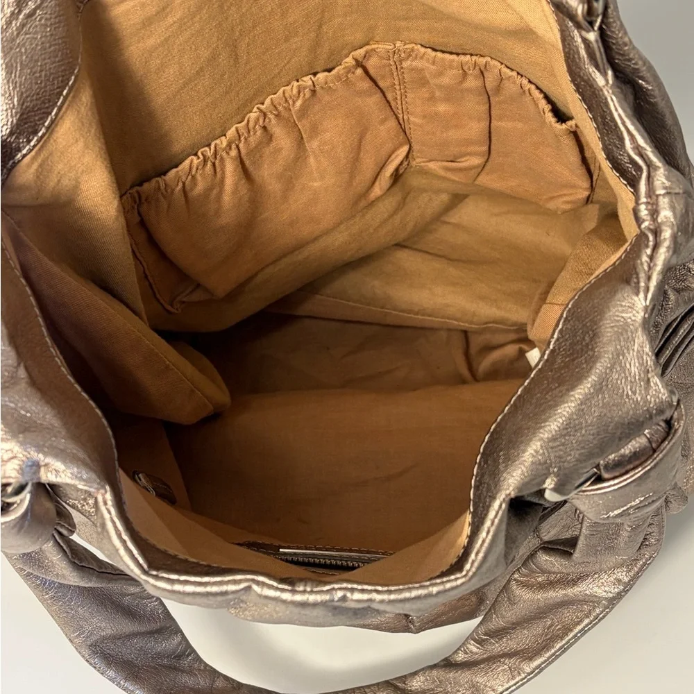 Elliott Lucca Metallic‎ Gold/Silver Large Shoulder Bag/Magnetic Closure